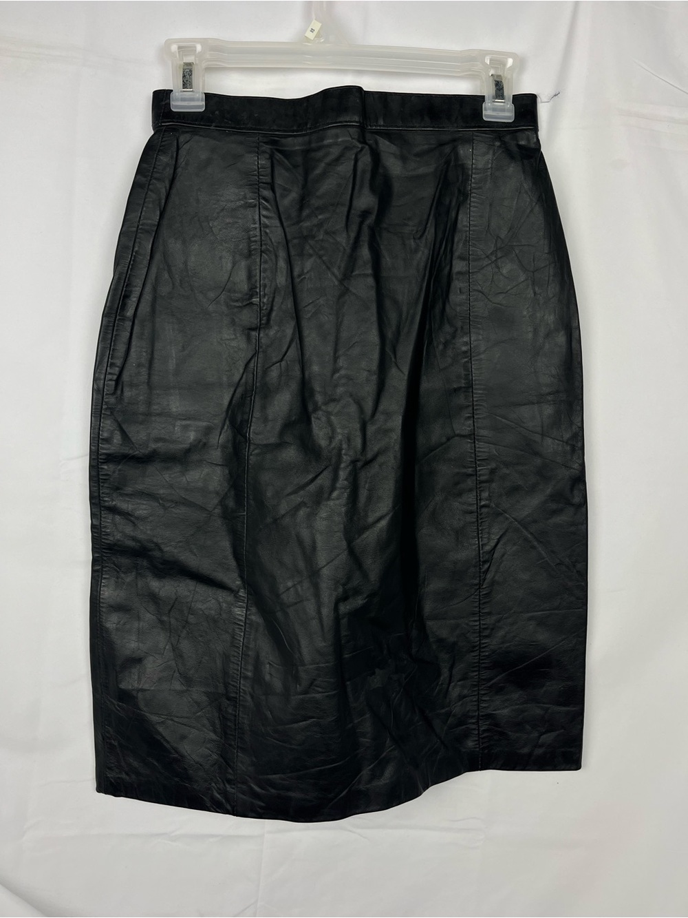 Vintage Wilson Suede&Leather Midi Pencil Skirt Back Slit Black Size 10